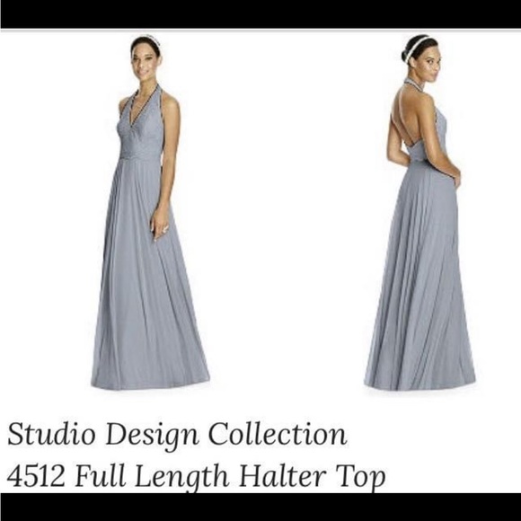 Dessy platinum grey halter top dress - Picture 2 of 2